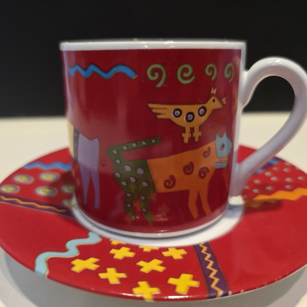 Kiva Red Demitasse Flat Cup & Saucer Set by Riviera Van Beers for Signature
